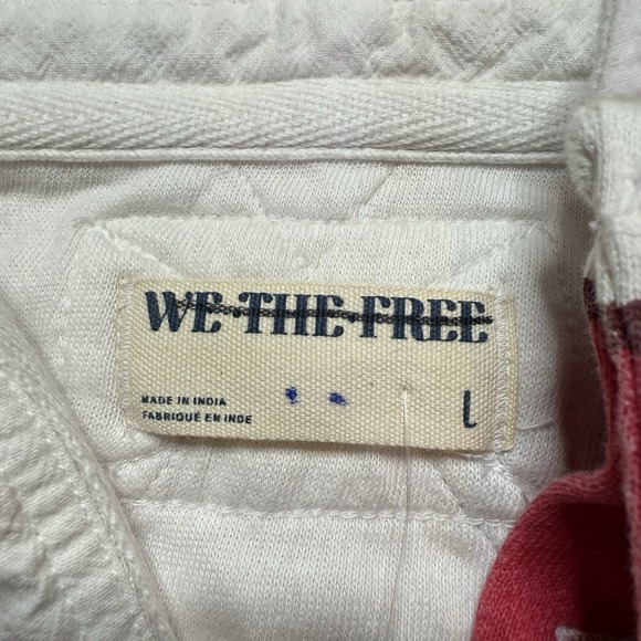 Free People We The Free Ry Zip Thru Hoodie Top Ribbed Cropped Cotton L NWT - Picture 6 of 7